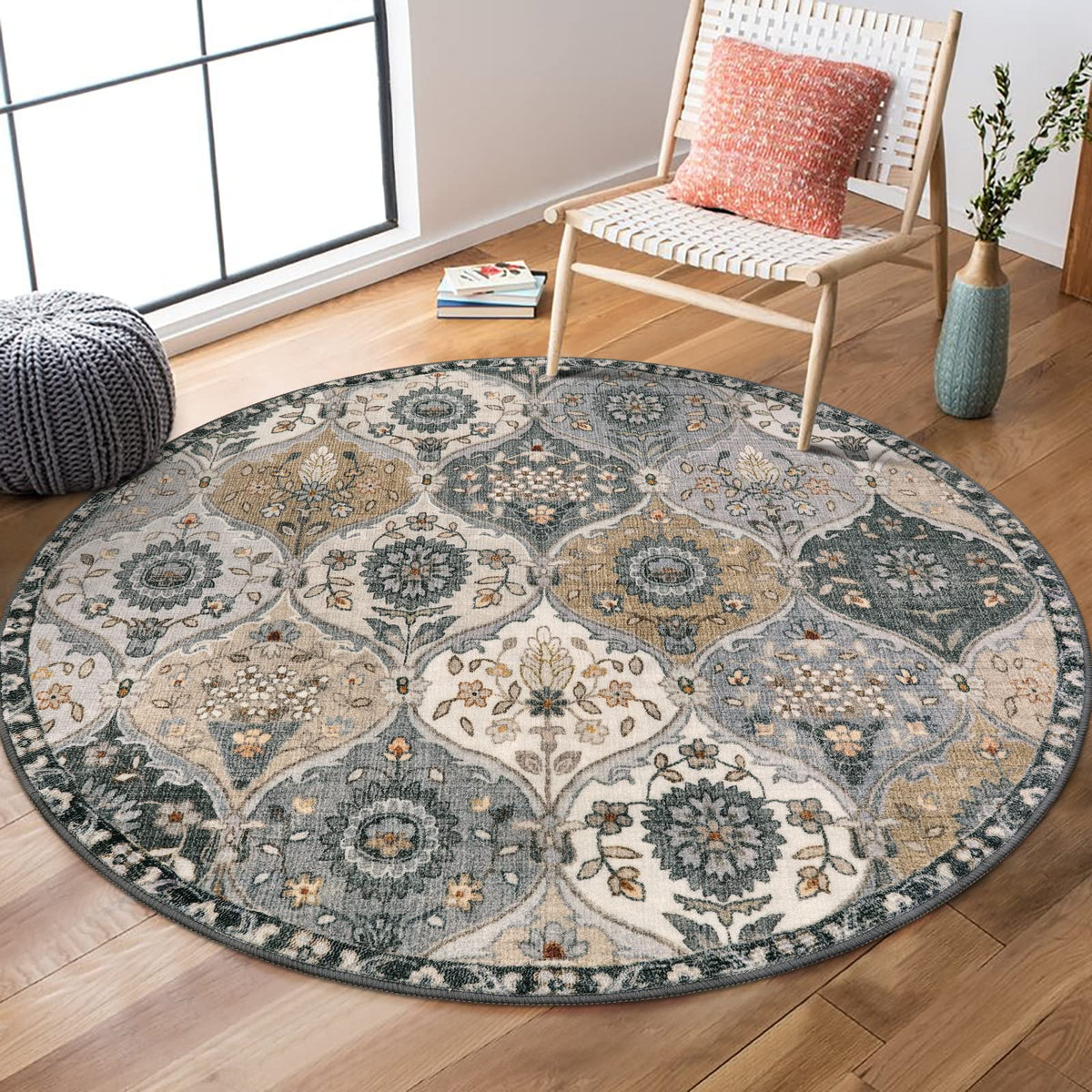 Lahome Moroccan Washable Small Area Rug, 3x5 Rug for Bedroom Living Room