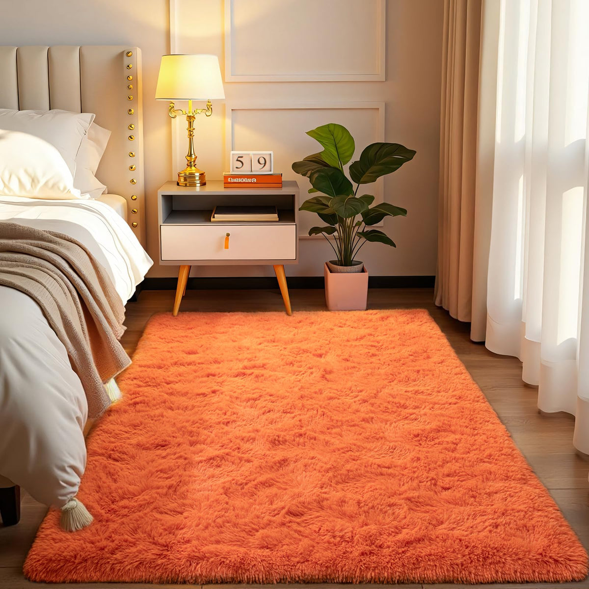 Softlife Rugs for Bedroom 4x5.3 Feet Purple Area Rug for Living Room Super Soft Shaggy Rugs for Dorm Fluffy Fuzzy Carpets Long Plush Bedside Rug Nursery Girls Boys Kids Room Home Christmas Decoration