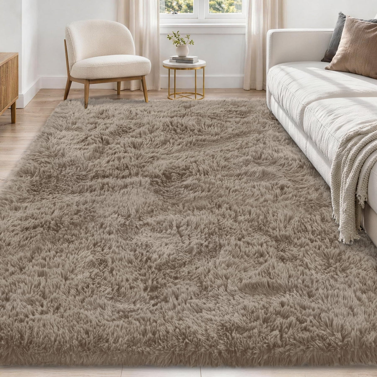 Tosuoka 5x7 Area Rugs for Living Room Bedroom, Black Rug Soft Fluffy Shag