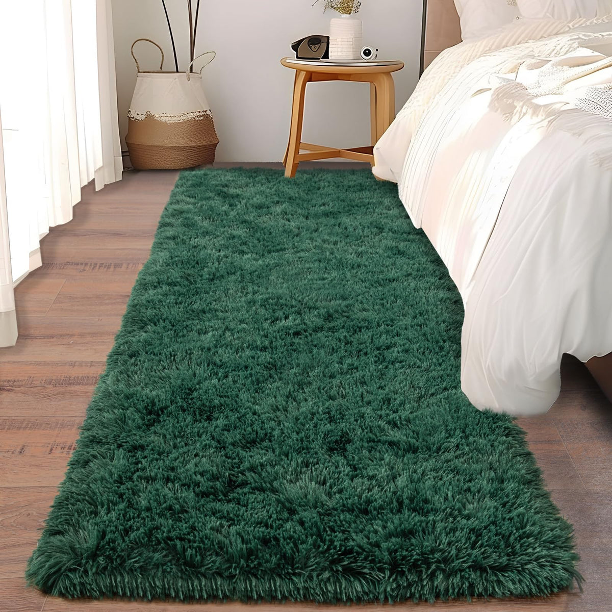 Soft Runner Rugs for Bedroom Hallway 2x6 Beige Fluffy Shag Washable