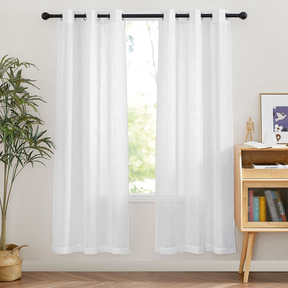 NICETOWN White Sheer Curtains for Windows 84 Inch Length, 52" W, 2 Panels
