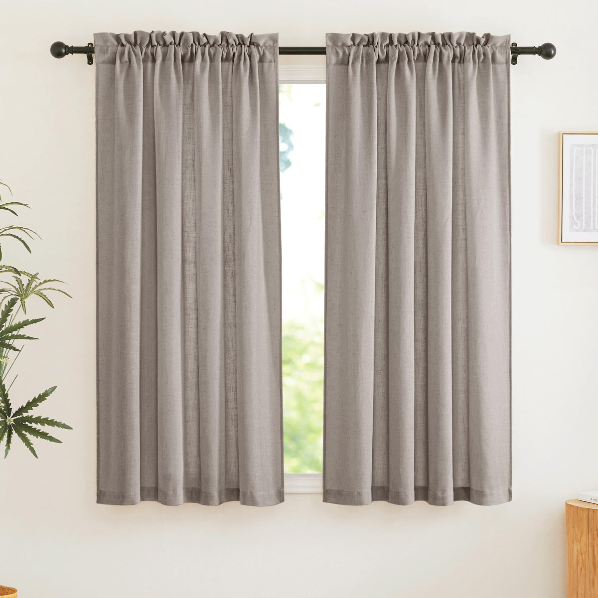 RYB HOME White Semi Sheer Curtains 84 inches Long for Living Room
