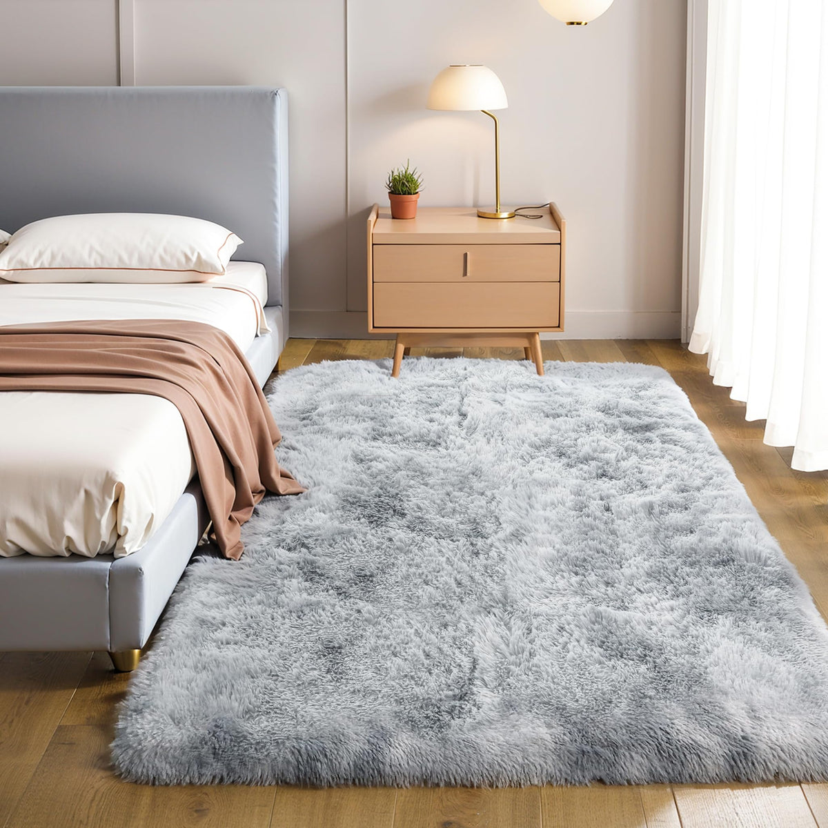 Pink Fluffy 4x6 Area Rugs for Bedroom Girls, Plush Washable Carpet