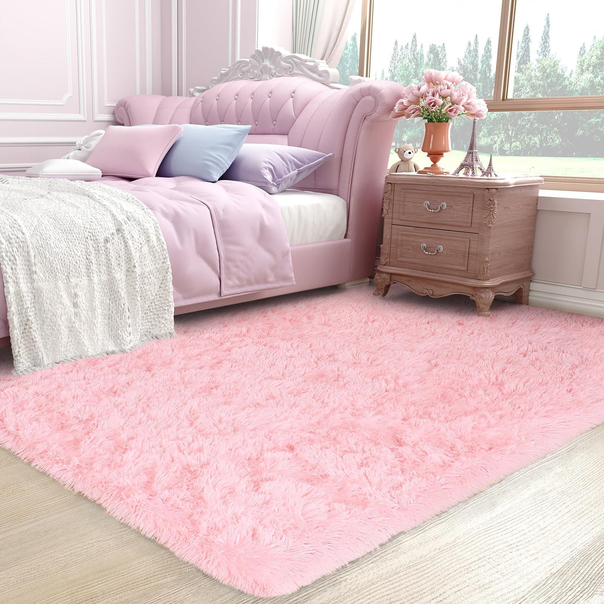 Ophanie 5x7 Area Rugs for Living Room Ivory, Fluffy Shag Large Fuzzy Plush Soft Rug, Shaggy Floor Big Carpets for Bedroom Nursery, Kids Home Decor Aesthetic with Over 99 pcs Pile fibers