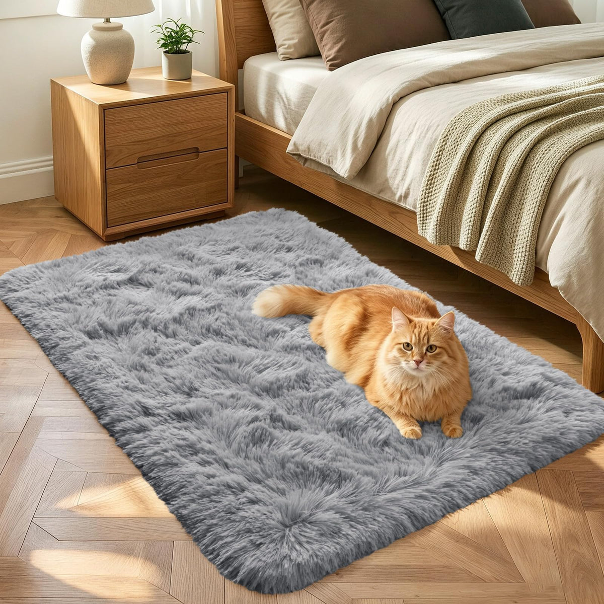 Noahas 2x6 Black Fluffy Soft Runner Rug Non-Slip for Bedroom Dorm Hallway