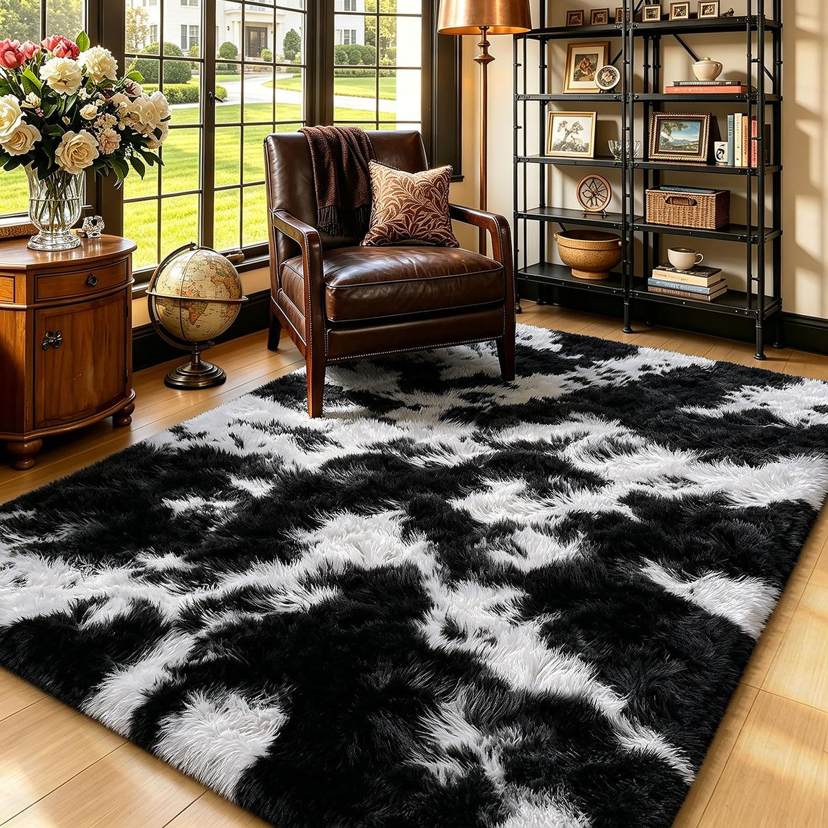 Beige 8x10 Area Rugs for Living Room, Fluffy Shag Rug Large Bedroom Carpet