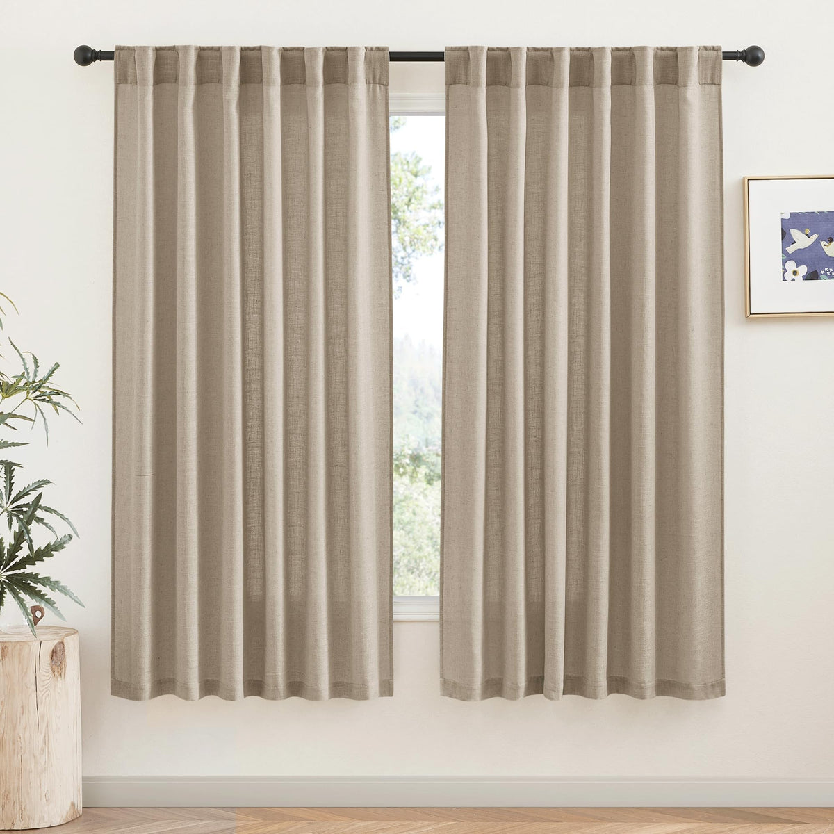 RYB HOME White Sheer Curtains for Living Room Patio Glass Door, W52 x L95