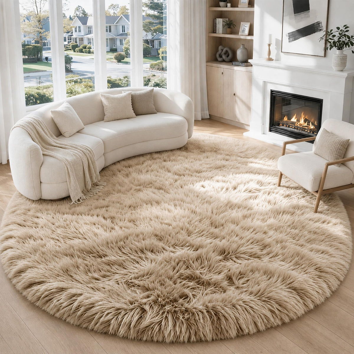 MXSANYOO 8x10 Fluffy Shag Area Rugs for Living Room Bedroom Grey Rug