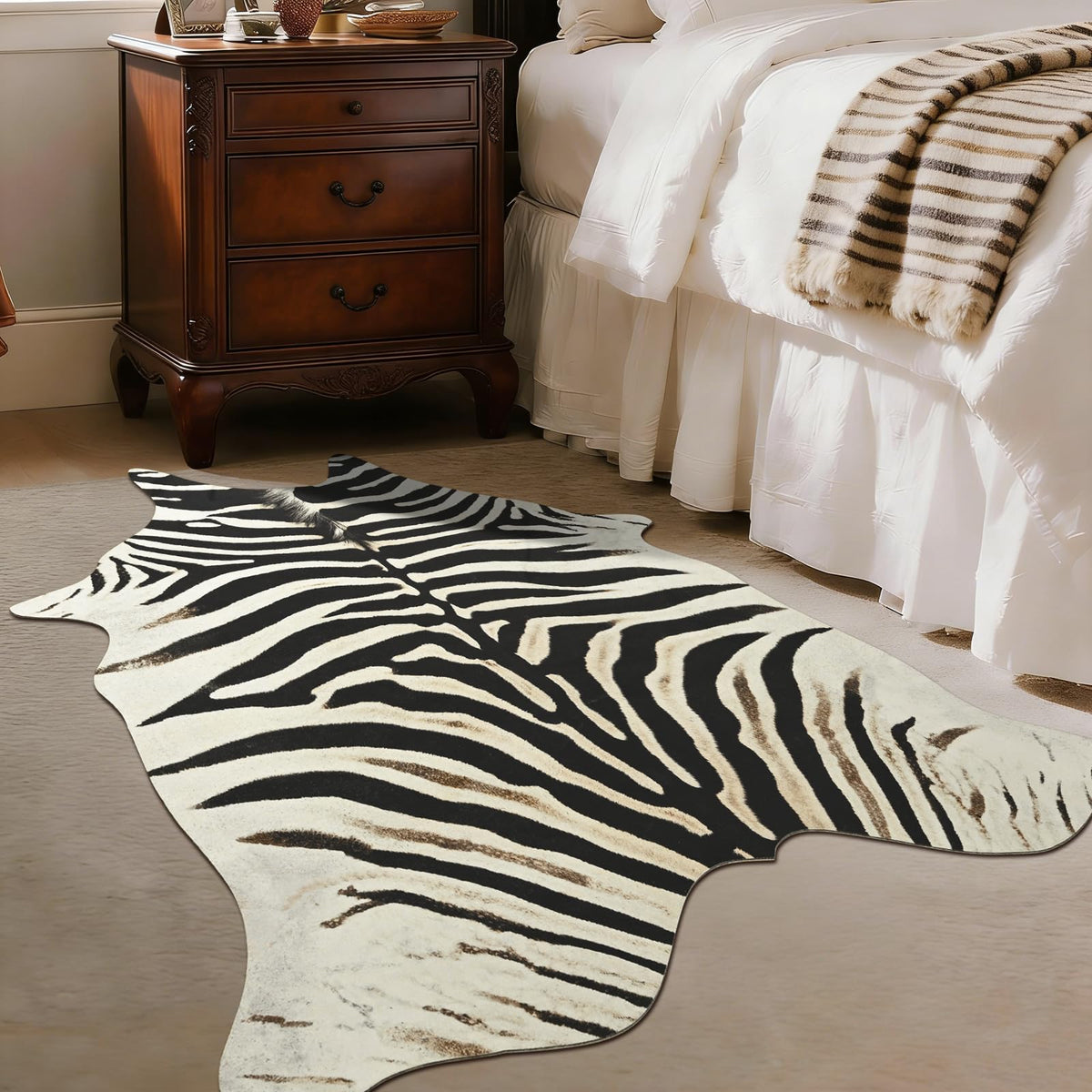 BENRON Faux Cowhide Rug, Cow Print Rug for Living Room Bedroom 4.6x5.2ft