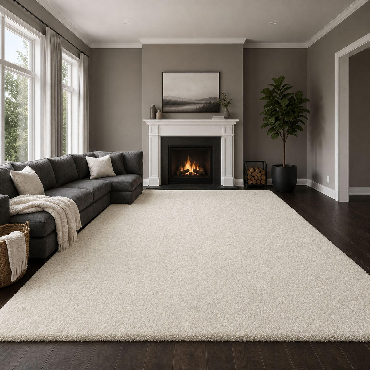 Ophanie 5x7 Area Rugs for Living Room Ivory, Fluffy Shag Large Fuzzy Plush Soft Rug, Shaggy Floor Big Carpets for Bedroom Nursery, Kids Home Decor Aesthetic with Over 99 pcs Pile fibers