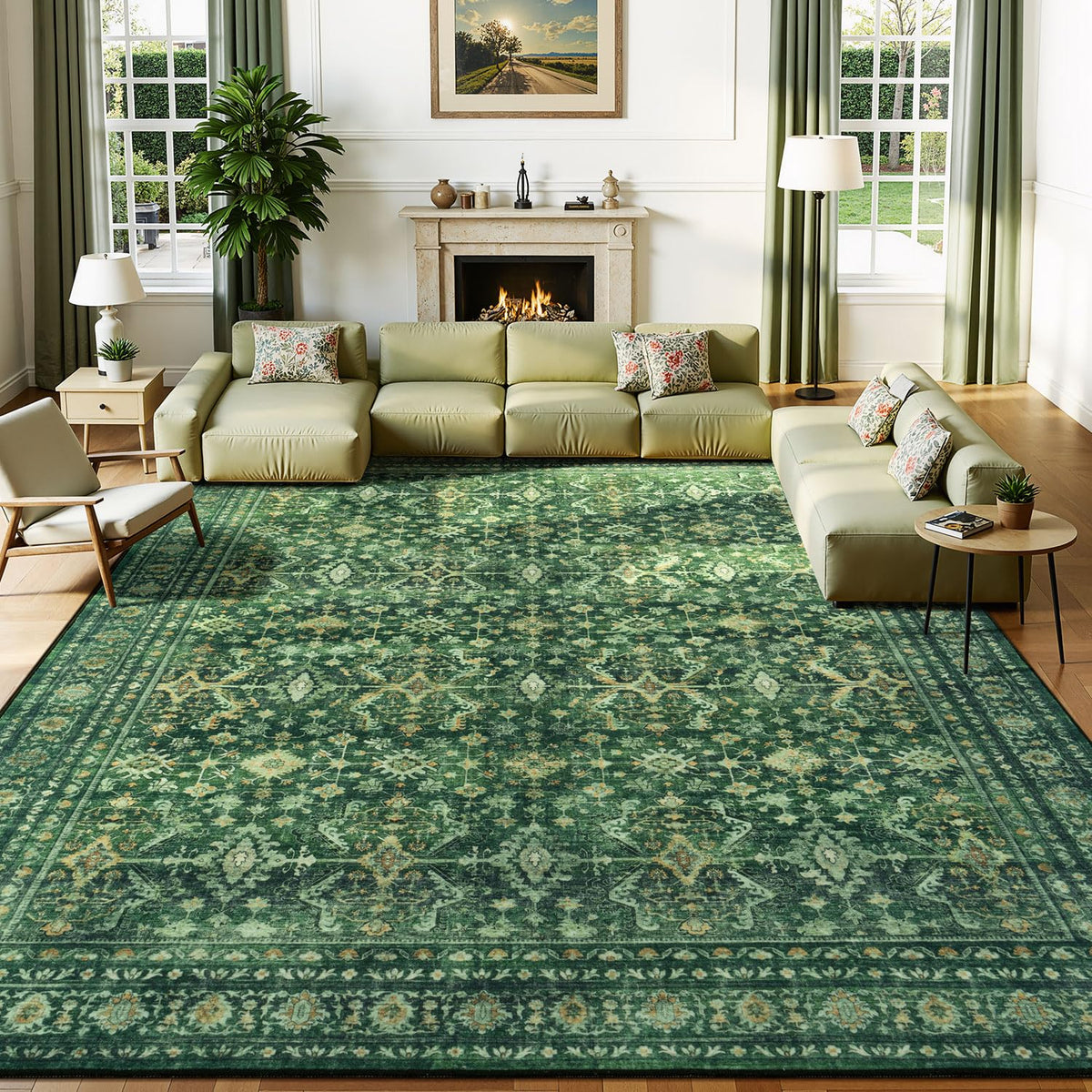 Lessymo 8 x 10 Area Rugs for Living Room, Machine Washable Rug Grey White