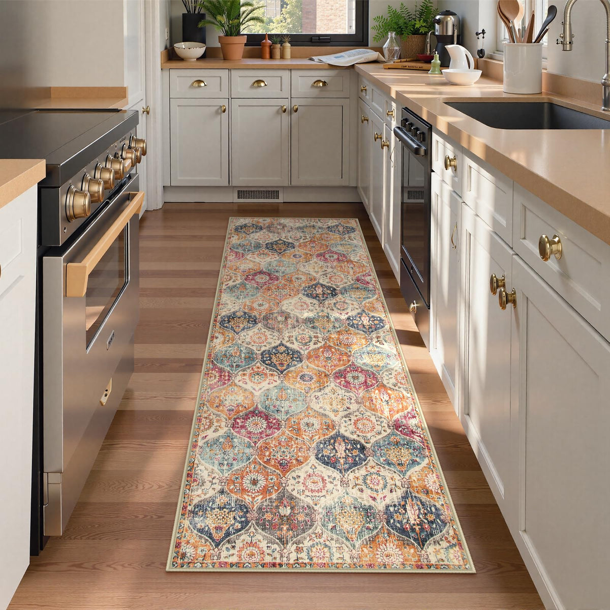 Lahome Moroccan Washable Small Area Rug, 3x5 Rug for Bedroom Living Room