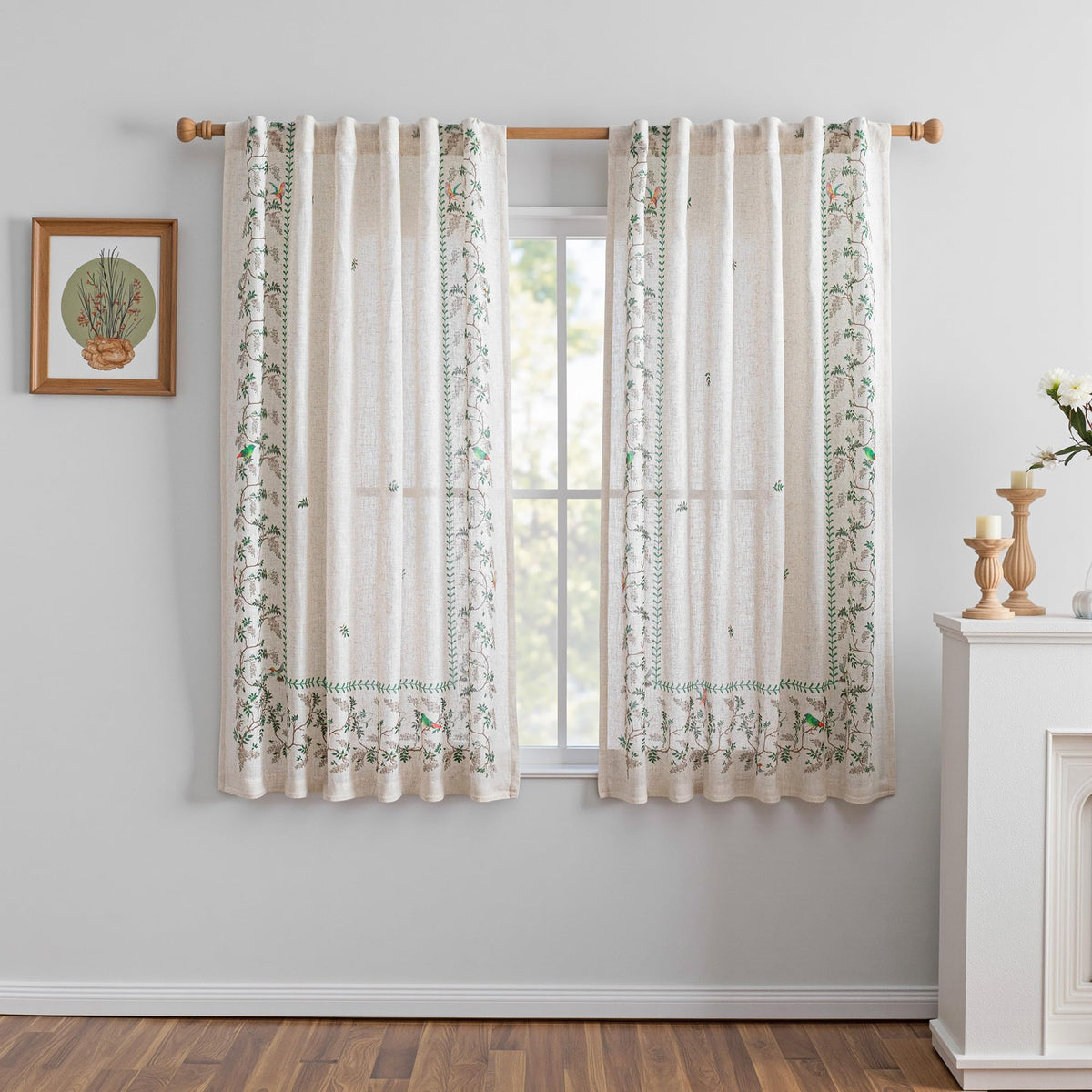 MYSKY HOME Sheer Linen Curtains 84 Inch Length Light Filtering 2 Panels