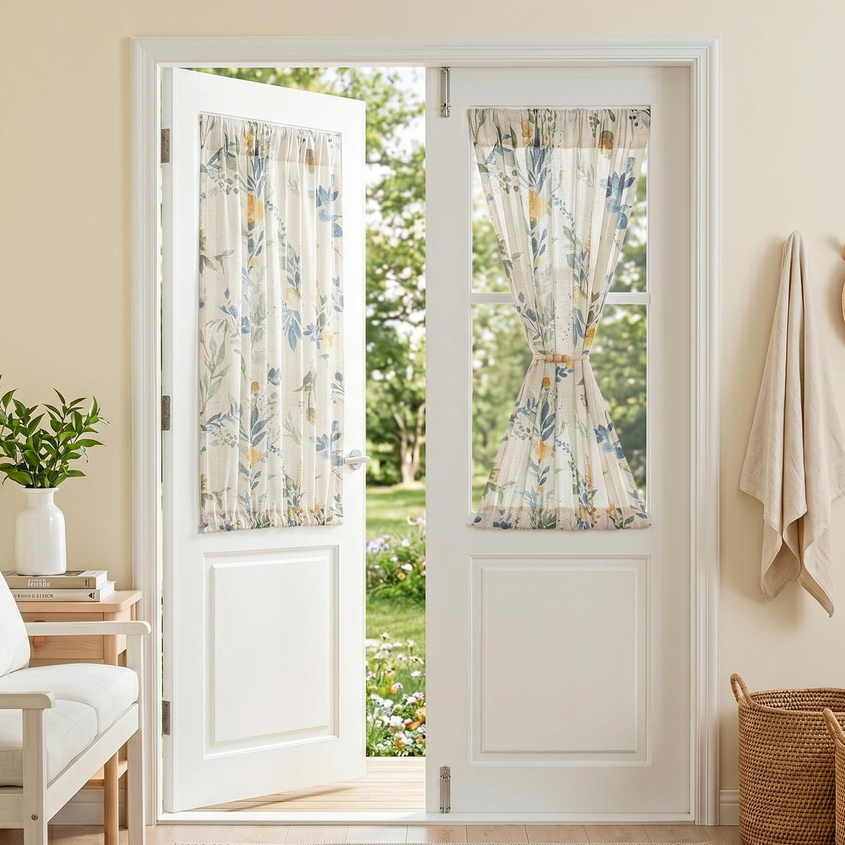 MYSKY HOME Sheer Linen Curtains 84 Inch Length Light Filtering 2 Panels