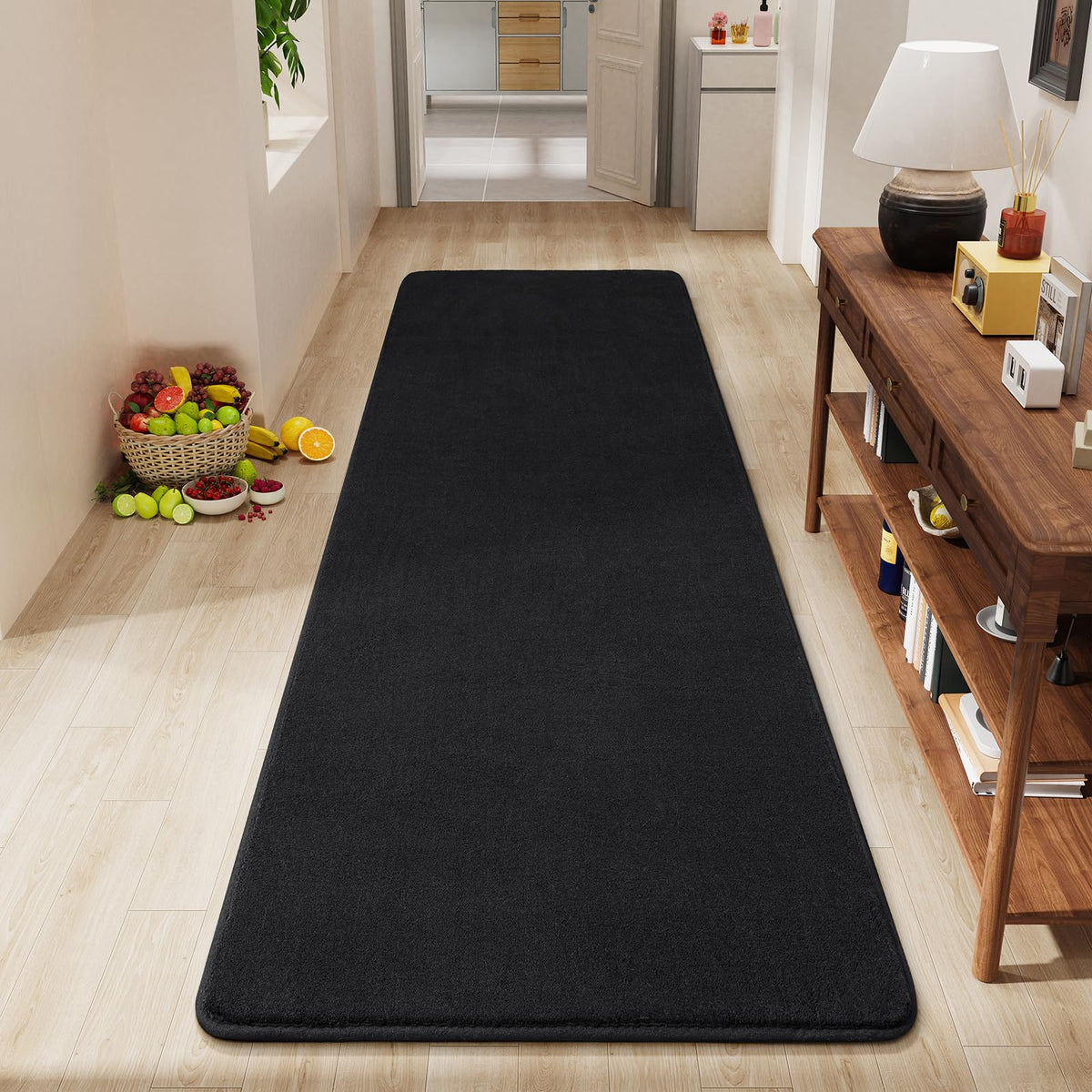 Amearea Modern Area Rugs for Bedroom Living Room, 4x6 Black Memory Foam Rug