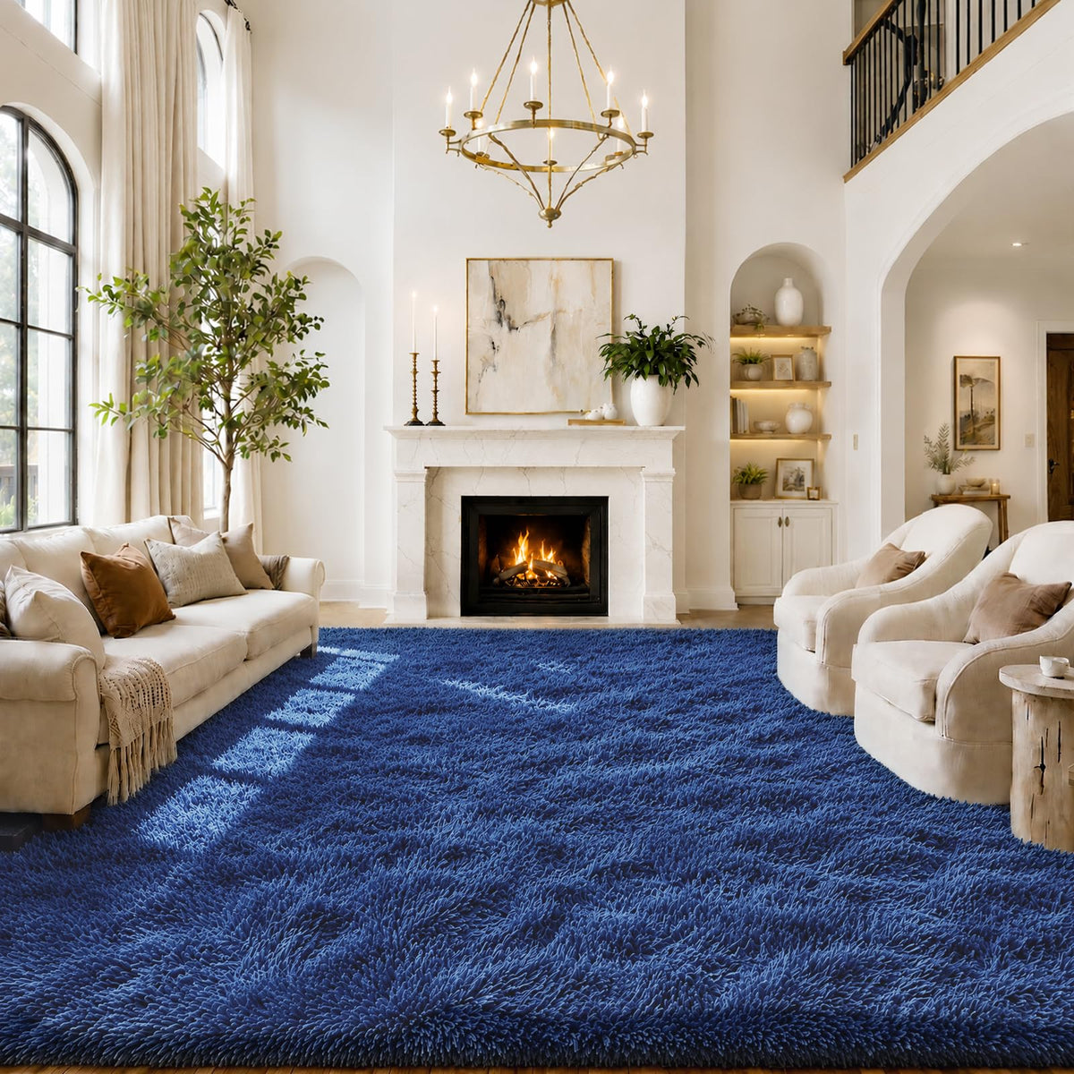 8x10 Area Rugs for Living Room,Light Grey Large Shaggy Soft Plush Furry Rug