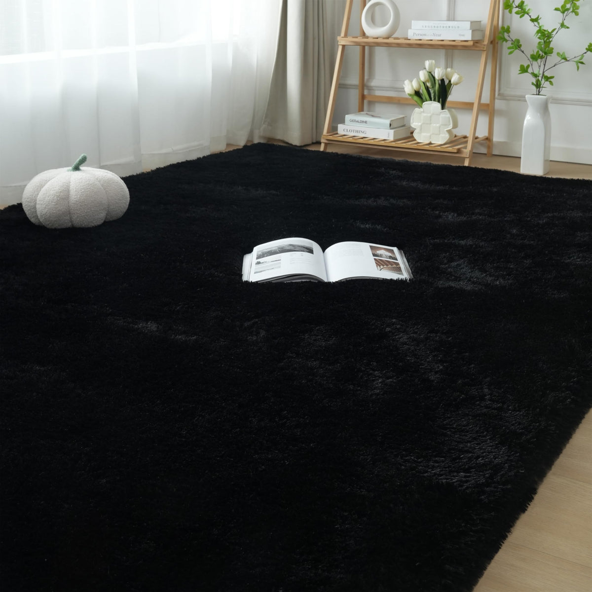 Fluffy Area Rug for Bedroom 5x7 Grey - Soft Shag Dorm Decor Carpet