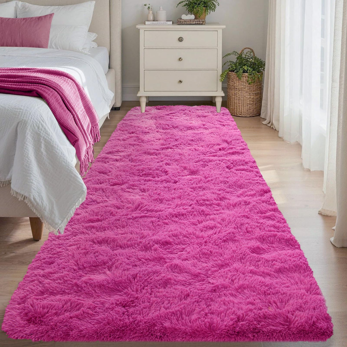 Noahas 2x6 Black Fluffy Soft Runner Rug Non-Slip for Bedroom Dorm Hallway