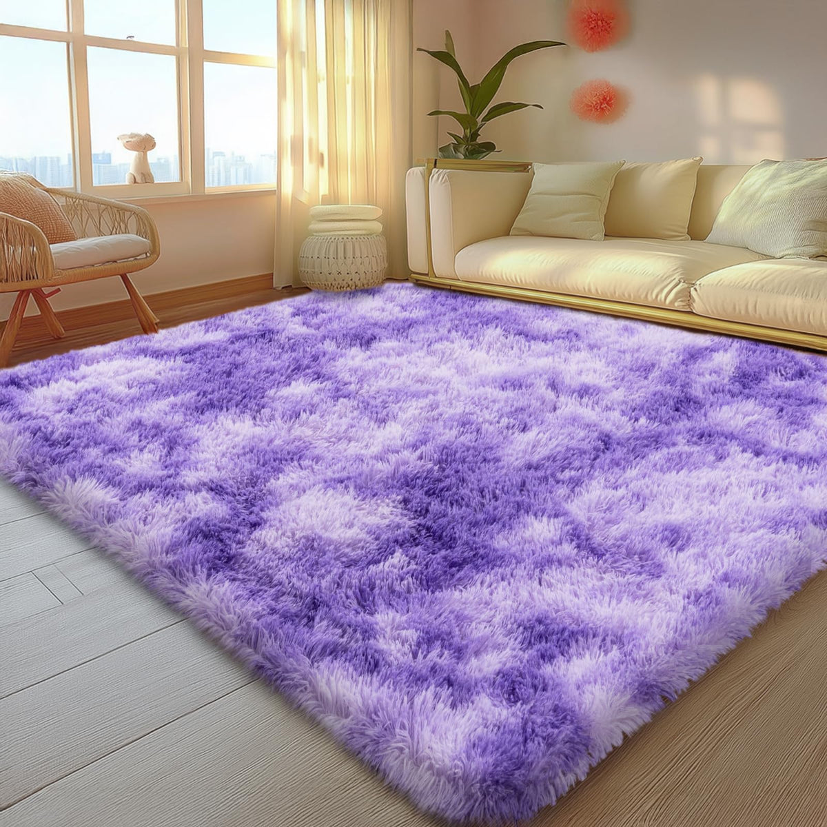 Mugorn 8x10 Area Rugs for Living Room, Large Fluffy Black Rugs for Bedroom