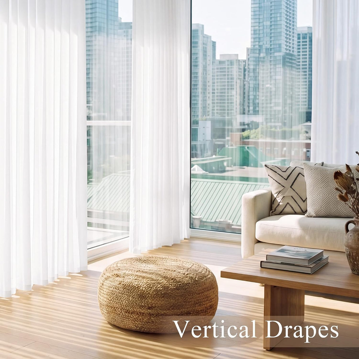 PONY DANCE 4 Panels White Sheer Curtains 90 Inches Long, W 42" x L 90"