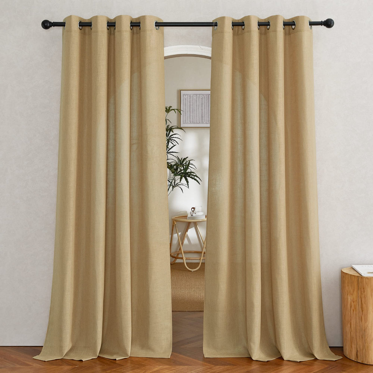 NICETOWN White Sheer Linen Curtains 84 Inch Length 2 Panels Set, W52xL84