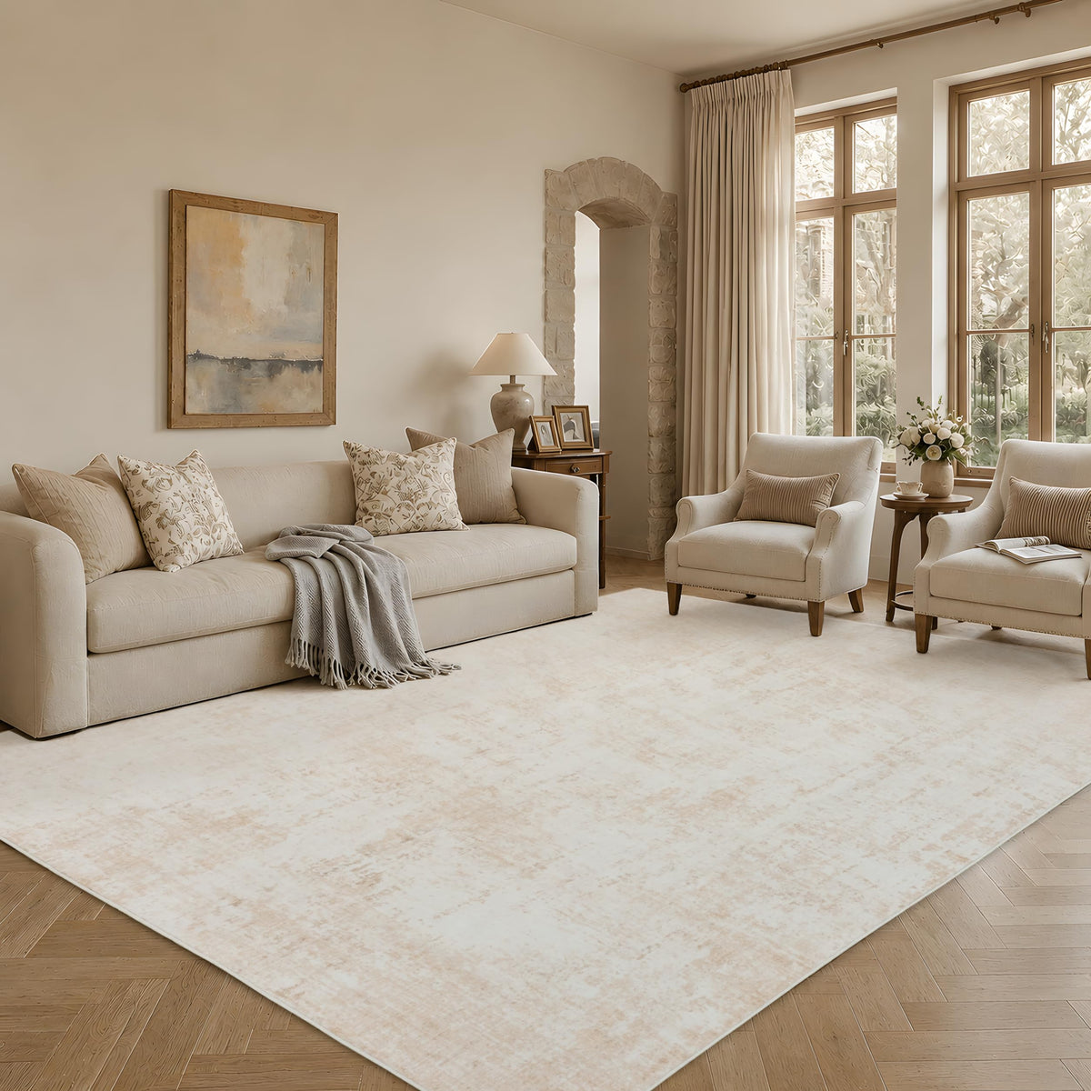 8x10 Area Rugs Living Room: Bedroom Vintage Washable Carpet Beige