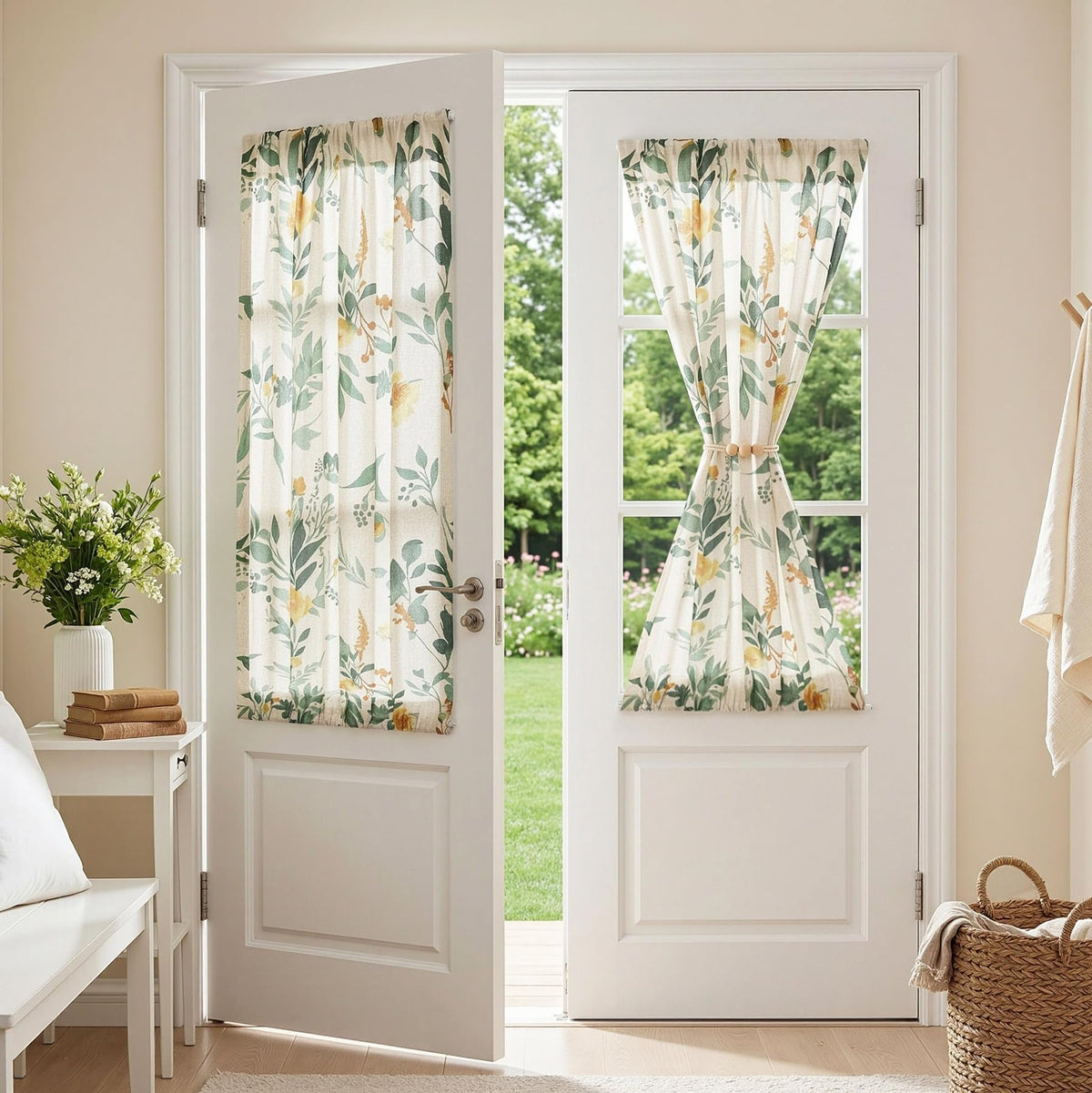 MYSKY HOME Sheer Linen Curtains 84 Inch Length Light Filtering 2 Panels