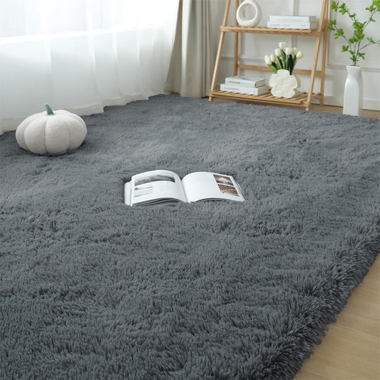 Fluffy Area Rug for Bedroom 5x7 Grey - Soft Shag Dorm Decor Carpet
