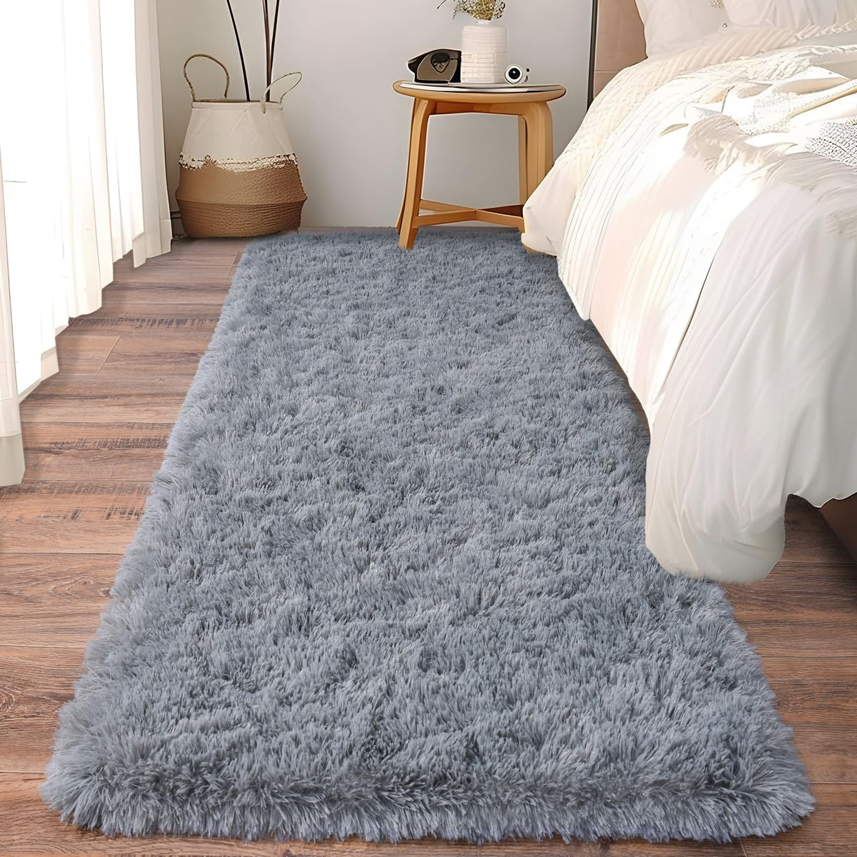 Soft Runner Rugs for Bedroom Hallway 2x6 Beige Fluffy Shag Washable