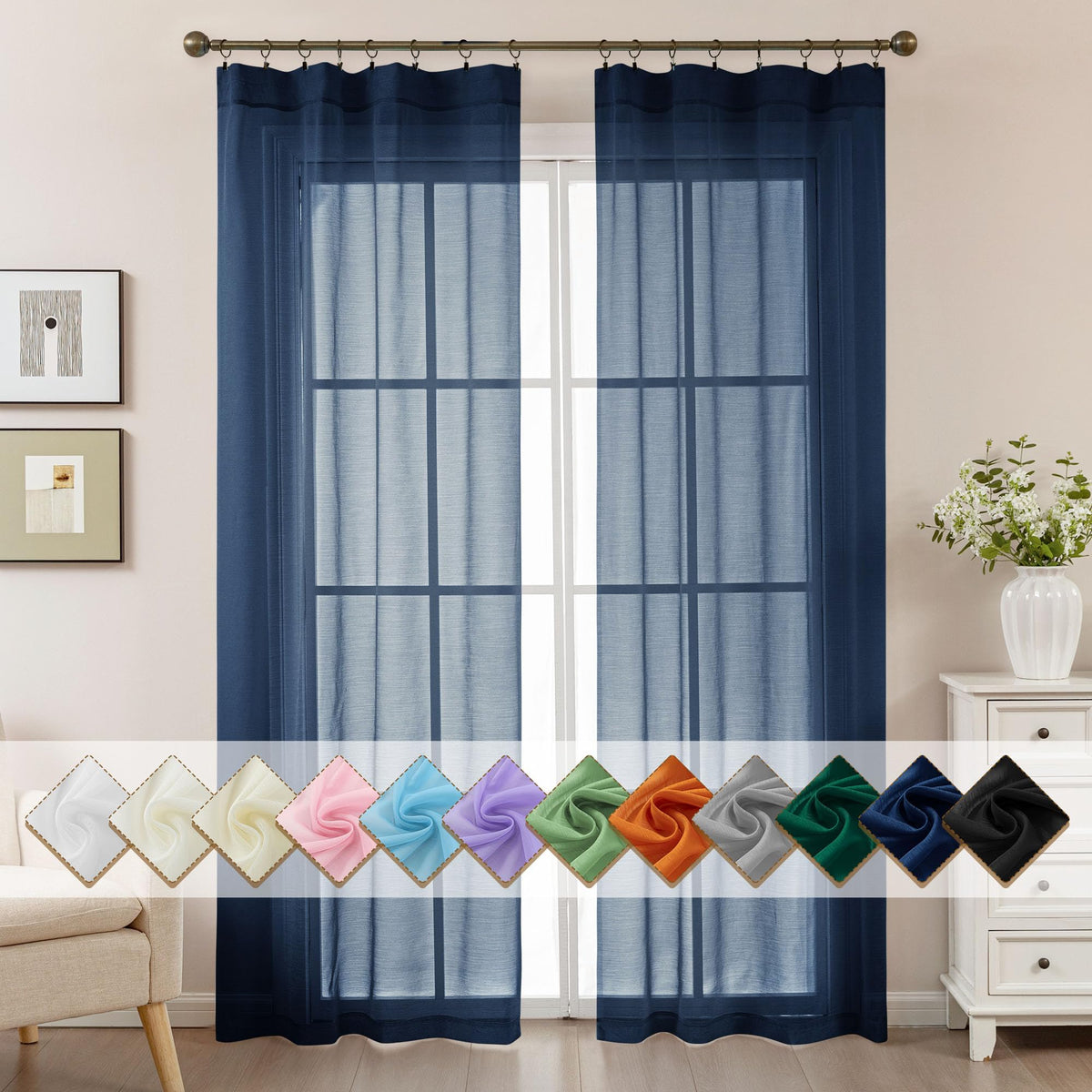 Natural Sheer Curtains 96 Inches Long Rod Pocket