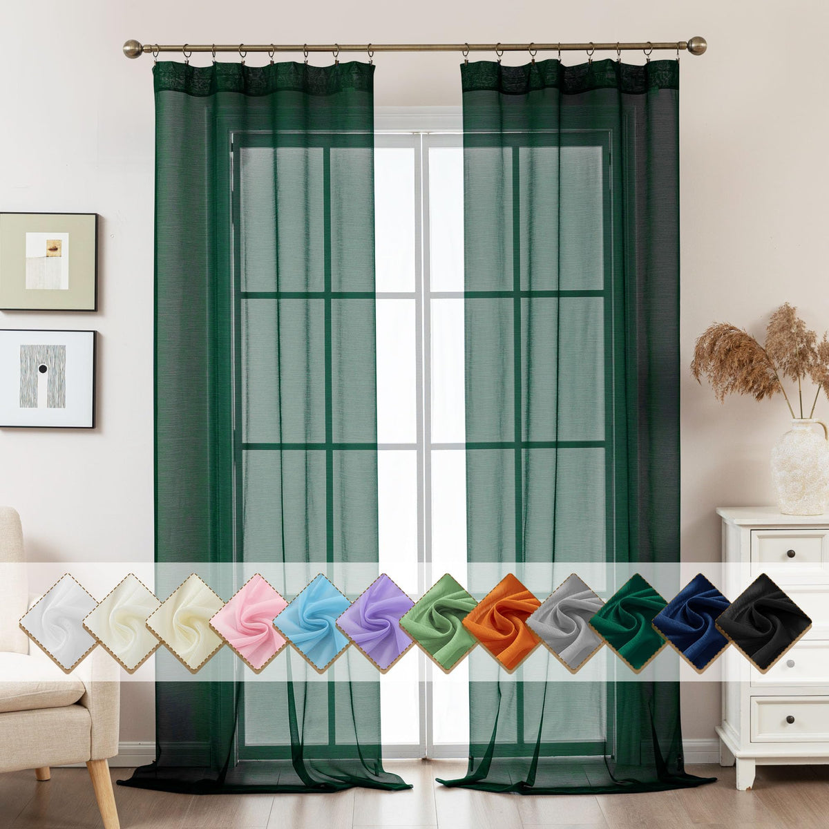 Natural Sheer Curtains 96 Inches Long Rod Pocket