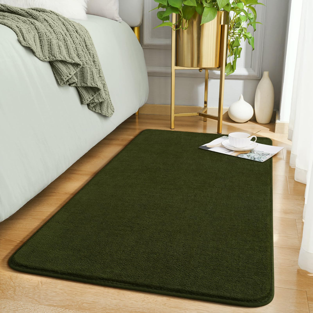 Amearea Modern Area Rugs for Bedroom Living Room, 4x6 Black Memory Foam Rug
