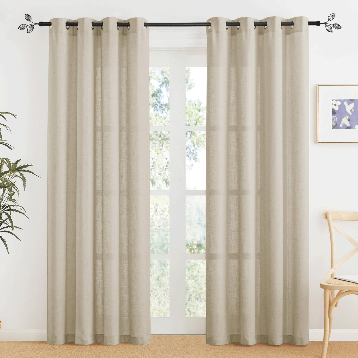 RYB HOME Sliding Patio Door Sheer Curtains, Extra Wide Room Divider Drape