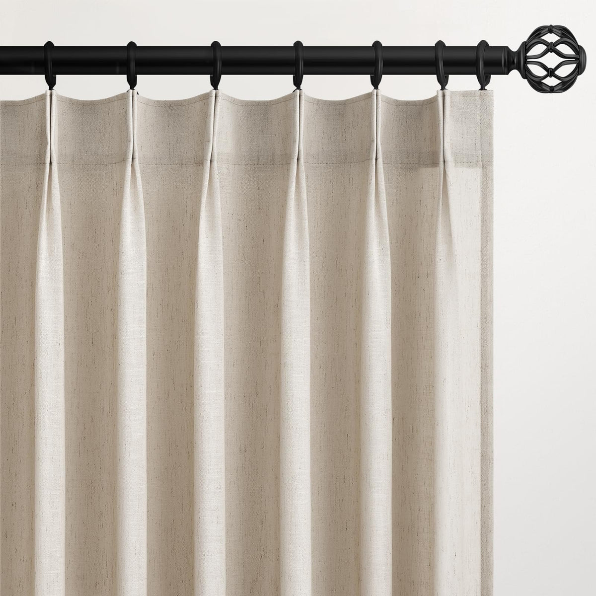 96 Inches Long Pinch Pleated Semi Sheer Curtains,Natural Linen Blended Light Filtering Window Curtains 96 Length 2 Panels for Living Room Bedroom Pinch Pleat Drapes with Hooks 2 Panels 40" Wx96 L