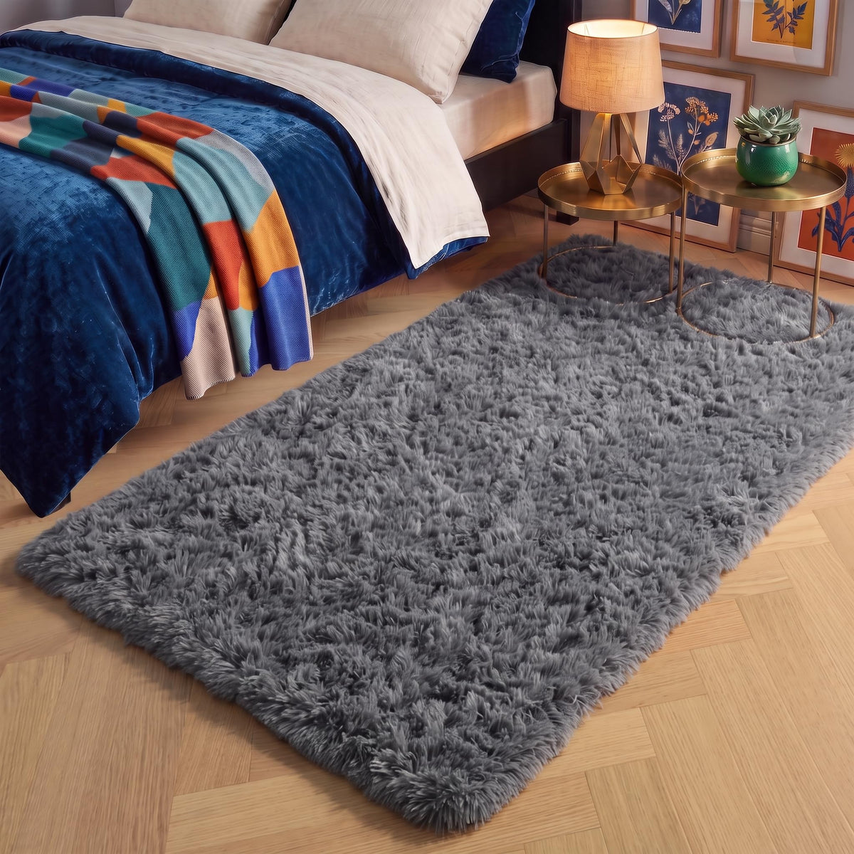 Rainbow Area Rugs for Girls Bedroom Fluffy Soft Vibrant Rugs Kids Playroom