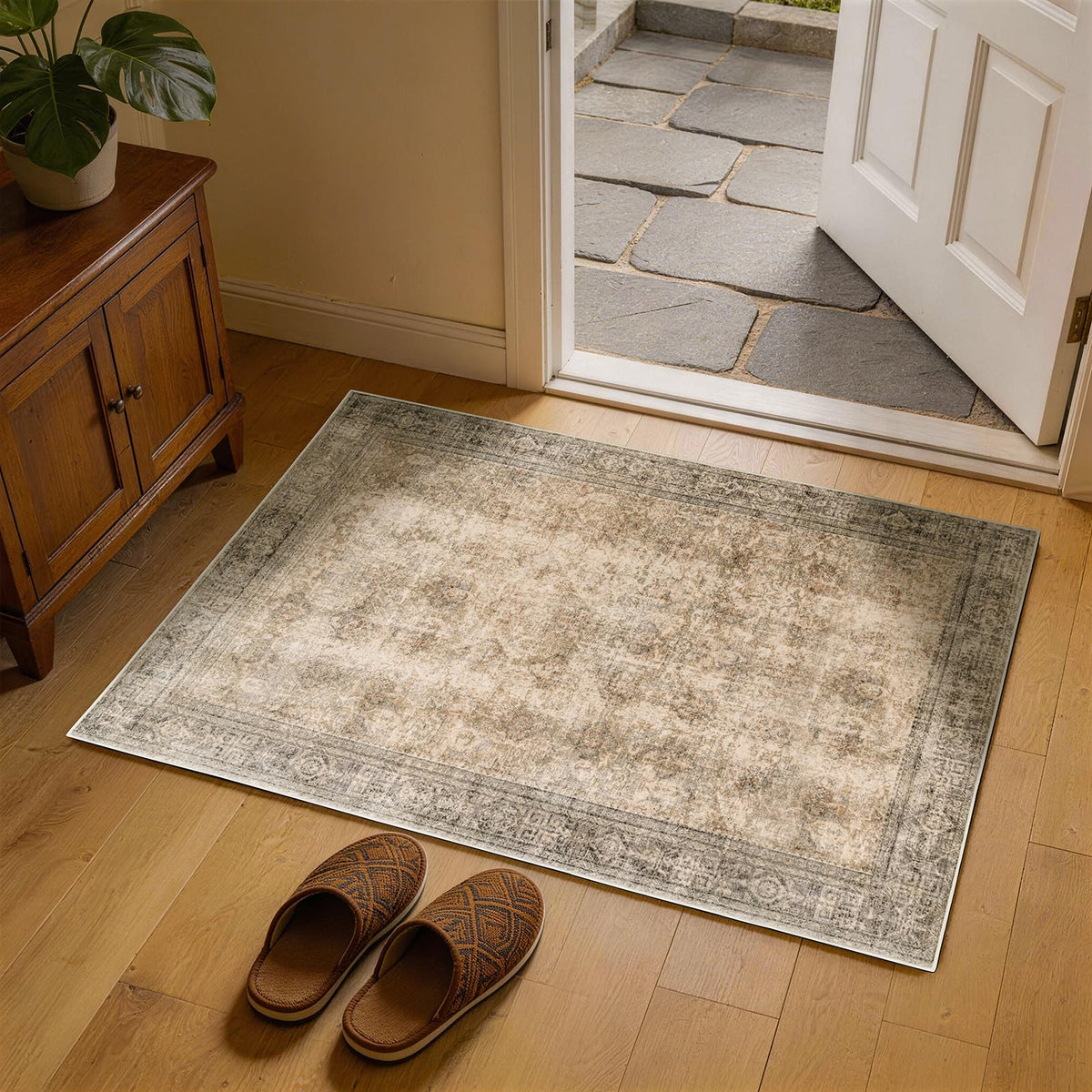 8x10 Washable Area Rug, Black Solid Area Rugs for Living Room & Bedroom