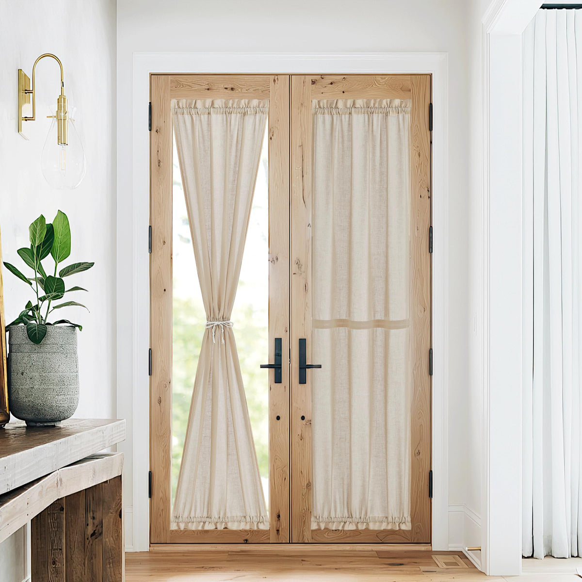 NICETOWN White 2 Panels French Door Curtains for Front Back Window Cover