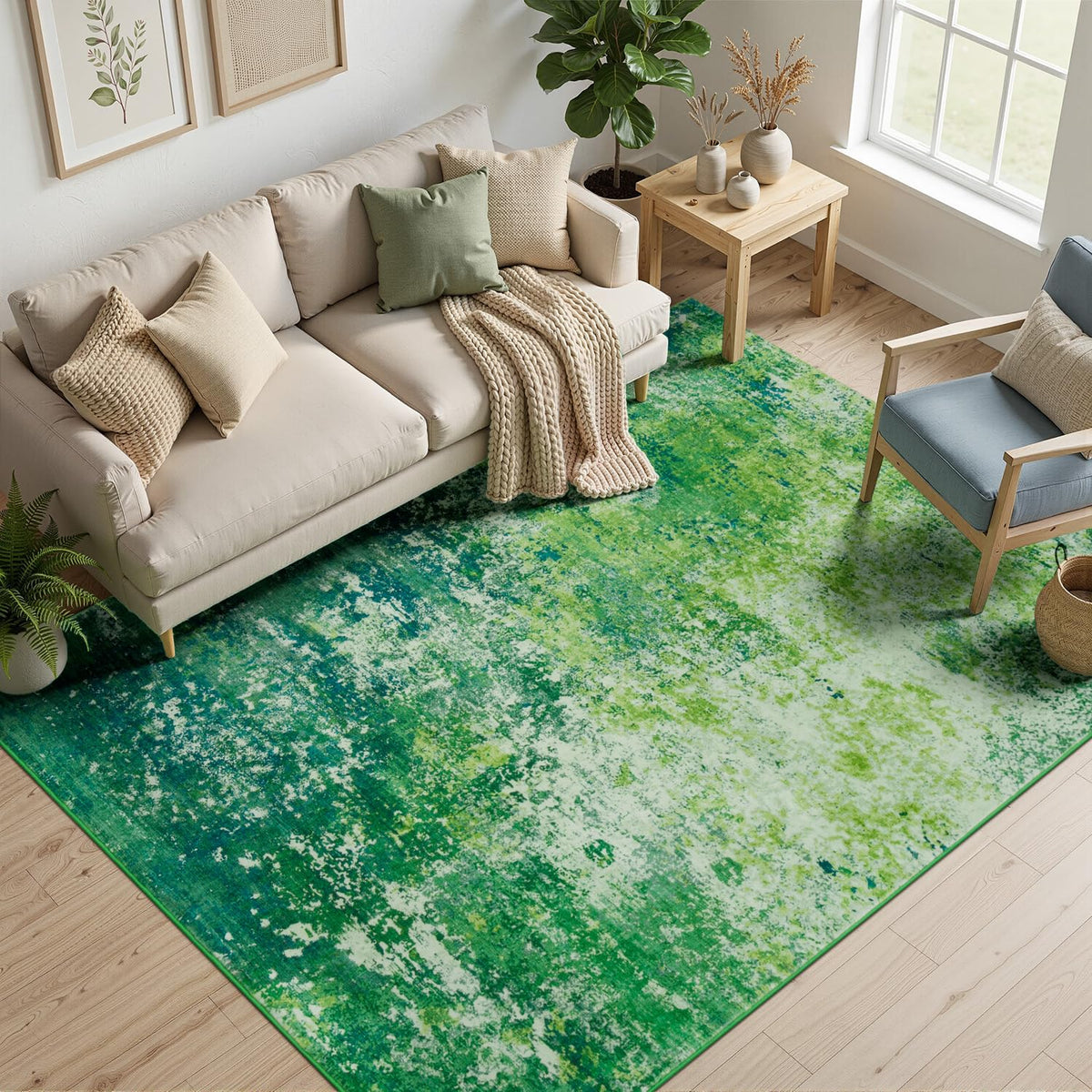 Rugflix 5x7 Area Rugs for Living Room, Colorful Rainbow Washable Rug