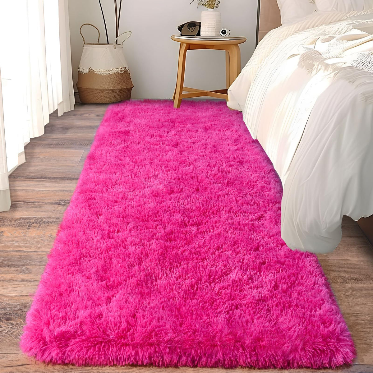 Soft Runner Rugs for Bedroom Hallway 2x6 Beige Fluffy Shag Washable