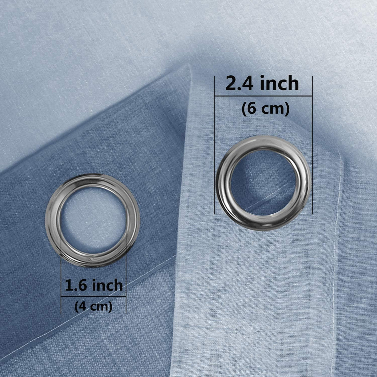 DWCN Blue Linen Ombre Sheer Curtains - Semi Voile Gradient Grommet Top Curtains for Bedroom and Living Room, Set of 2 Window Curtain Panels, 52 x 84 Inches Long, Denim Blue