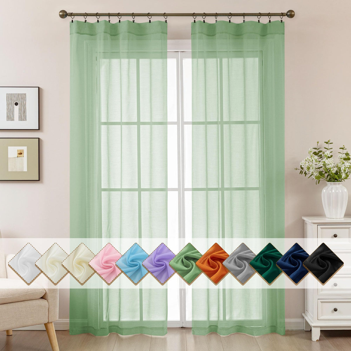 Natural Sheer Curtains 96 Inches Long Rod Pocket
