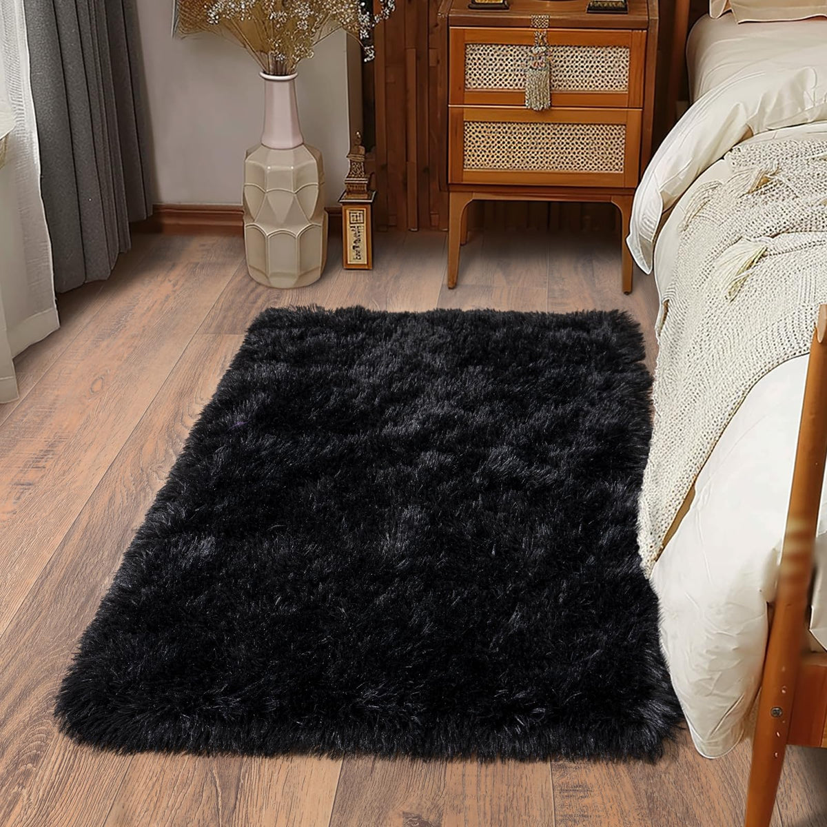 Soft Runner Rugs for Bedroom Hallway 2x6 Beige Fluffy Shag Washable