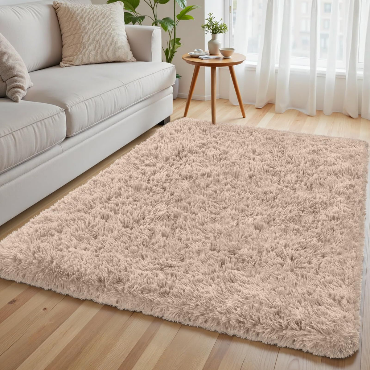 6x9 Black Fluffy Fuzzy Shag Area Rug for Living Room, Bedroom, Dorm Carpet