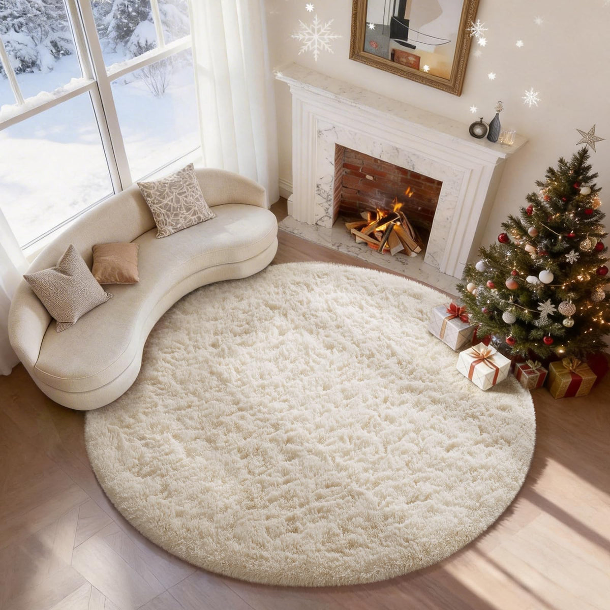 Ophanie 5x7 Area Rugs for Living Room Ivory, Fluffy Shag Large Fuzzy Plush Soft Rug, Shaggy Floor Big Carpets for Bedroom Nursery, Kids Home Decor Aesthetic with Over 99 pcs Pile fibers