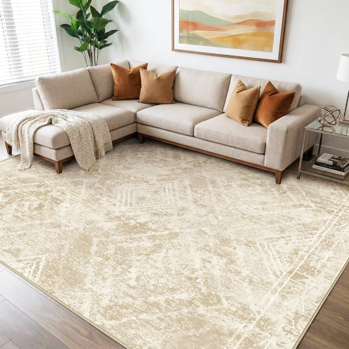 BESTSWEETIE 5'x7' Washable Area Rug for Living Room Bedroom Lightpink