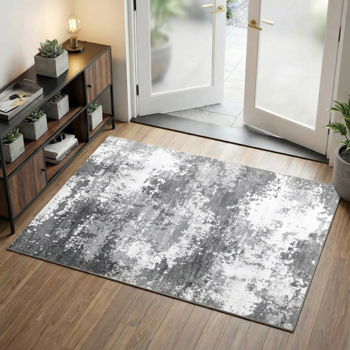 Black Washable Rug 5x7 Area Rugs for Living Room Bedroom Carpet