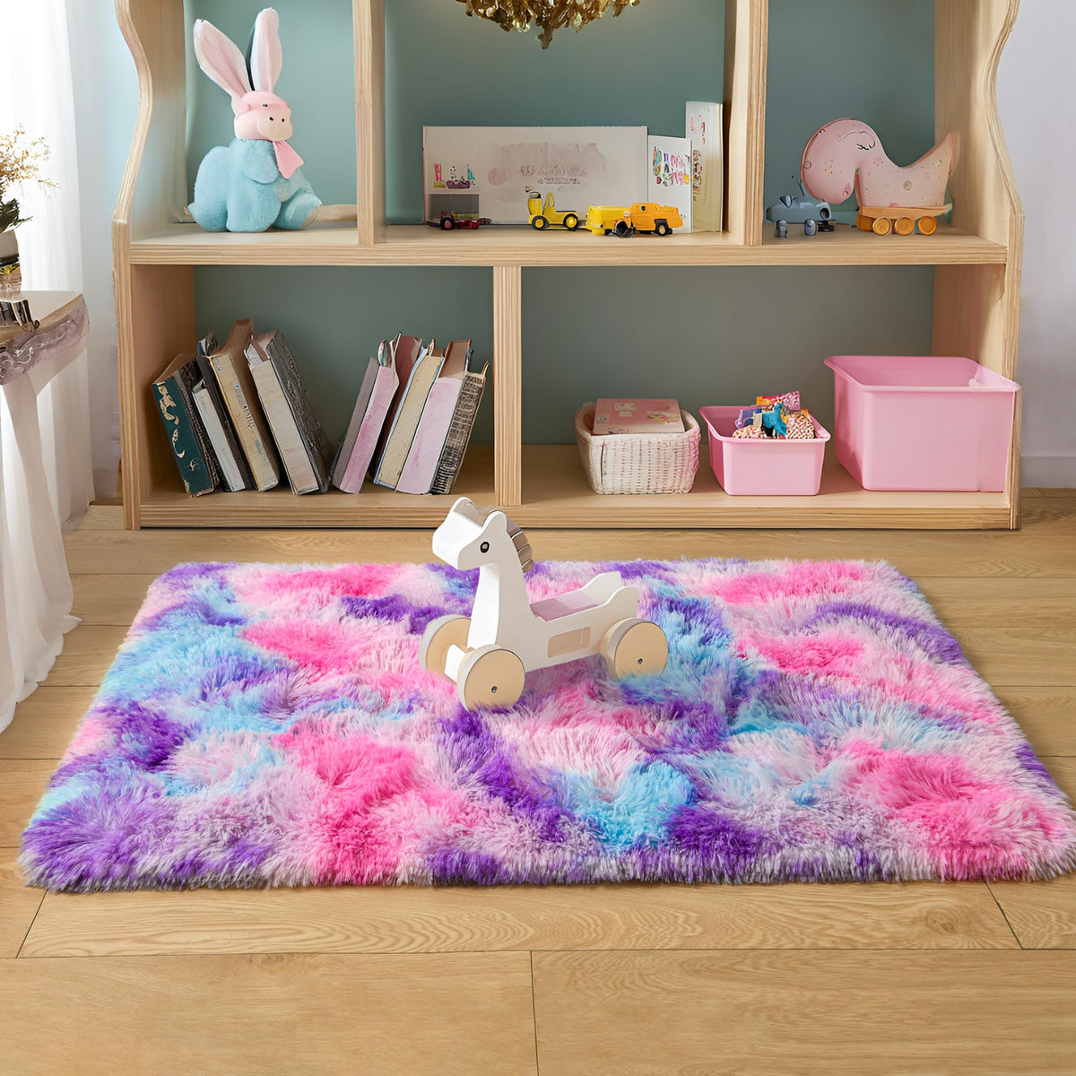 Tepook 4x6 Soft Fluffy Rug for Bedroom Fuzzy Black Rugs for Living Room