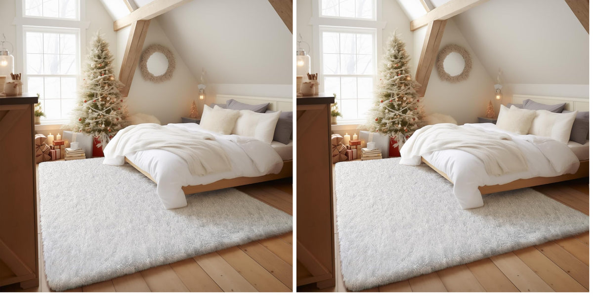 Ophanie 5x7 Area Rugs for Living Room Ivory, Fluffy Shag Large Fuzzy Plush Soft Rug, Shaggy Floor Big Carpets for Bedroom Nursery, Kids Home Decor Aesthetic with Over 99 pcs Pile fibers
