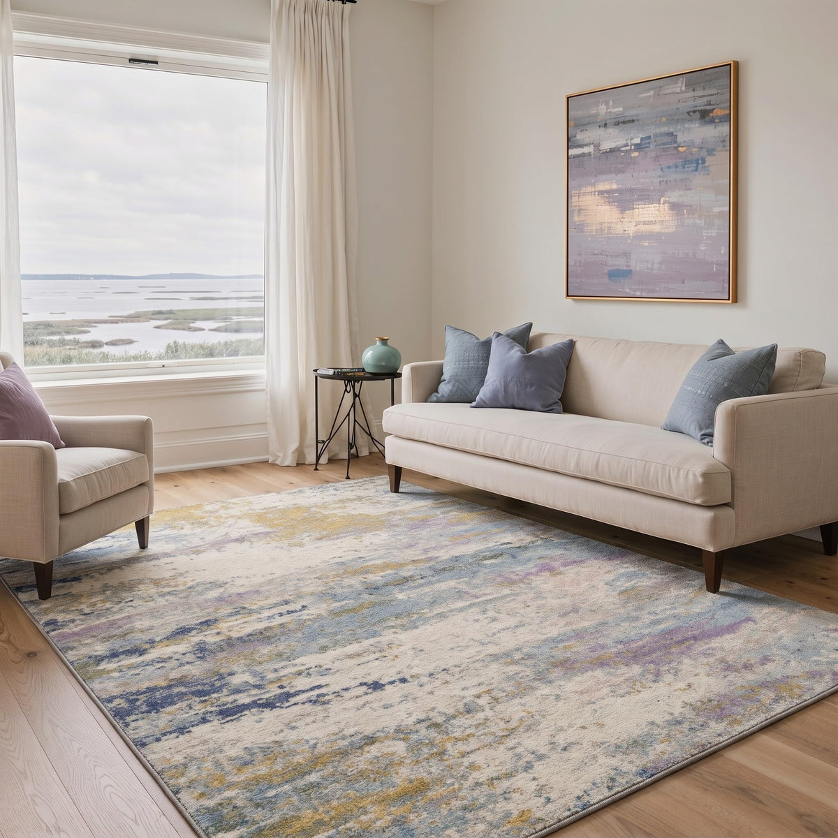 BEIMO 5x7 Green Abstract Area Rug, Washable Non-Slip for Bedroom