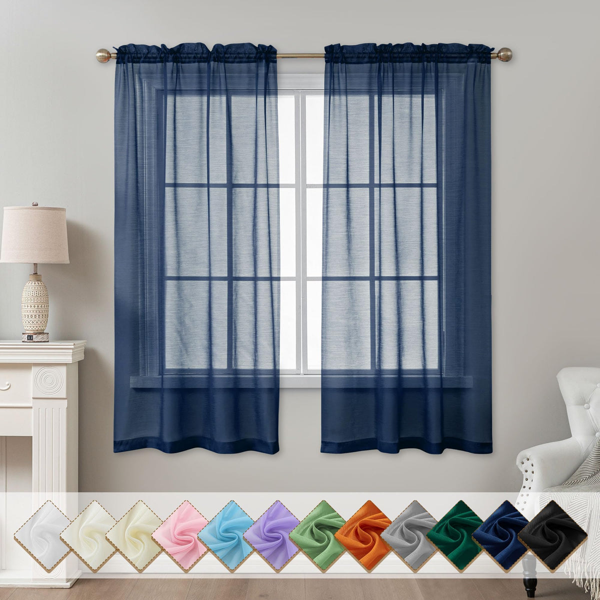 Natural Sheer Curtains 96 Inches Long Rod Pocket